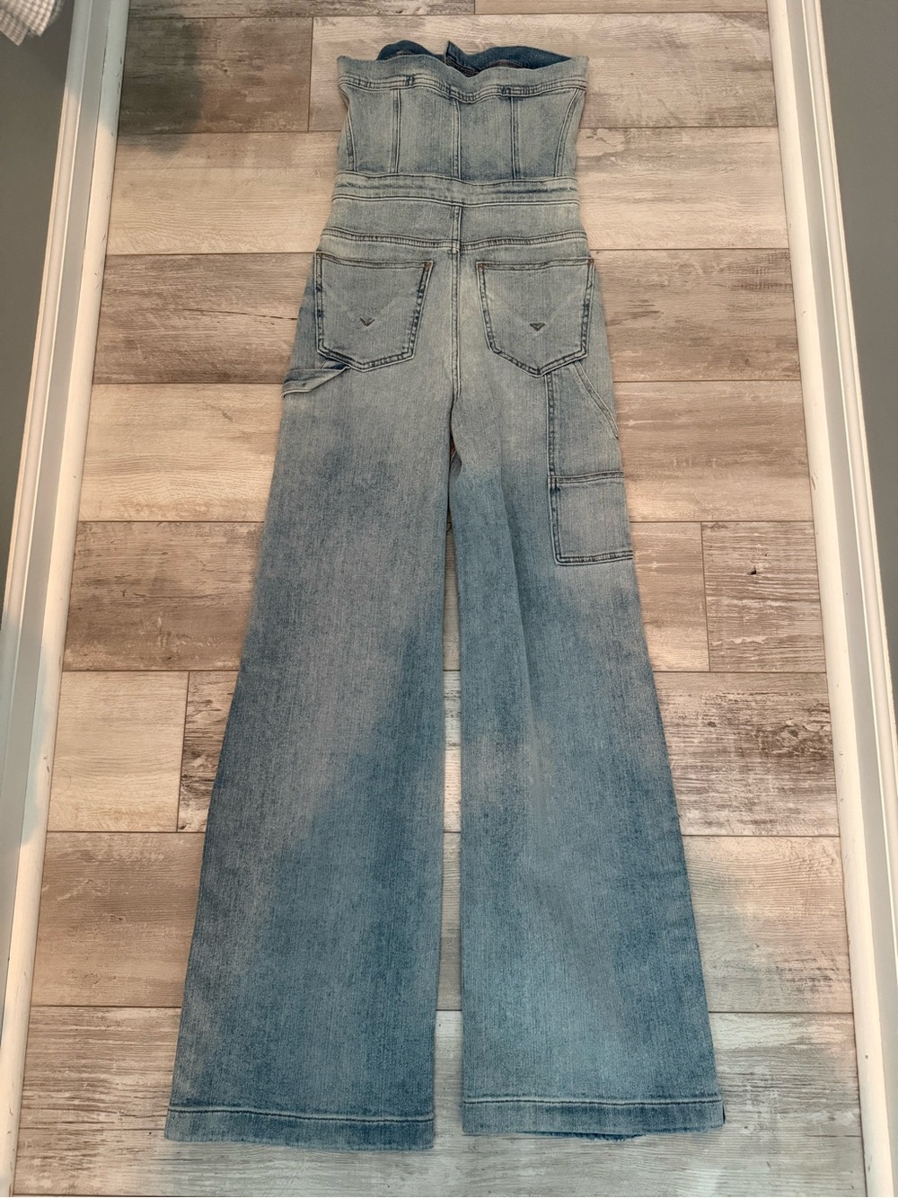 Hudson Jeans Light Blue Snap-Front Wide Leg strapless Overalls! Size 24 NWT!!! - Picture 5 of 5